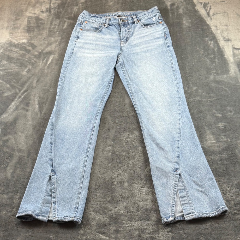 American Eagle 90s Bootcut Light Wash Front Slit Denim Jeans 4 Regular